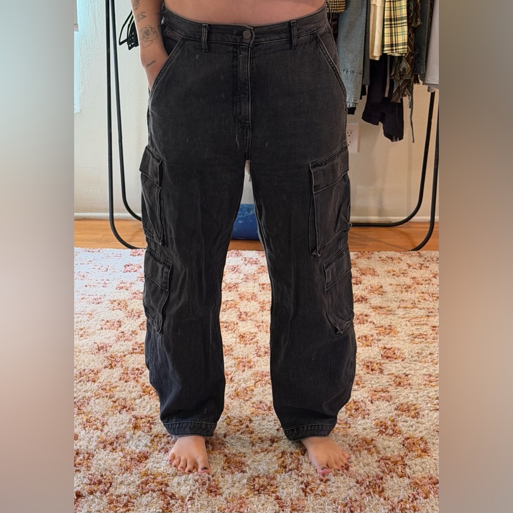 Denim Forum black washed cargo Jeans